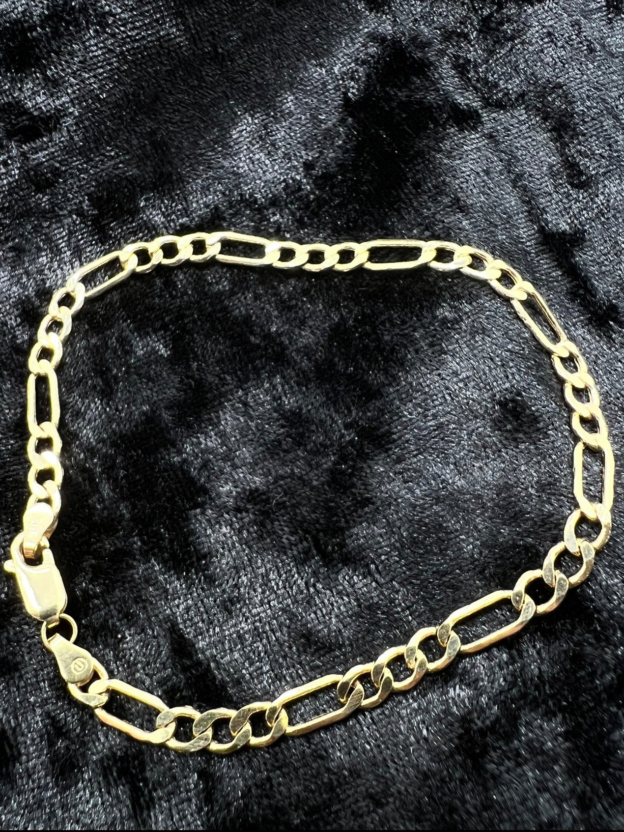 4mm Figaro Bracelet, 14k Real Gold