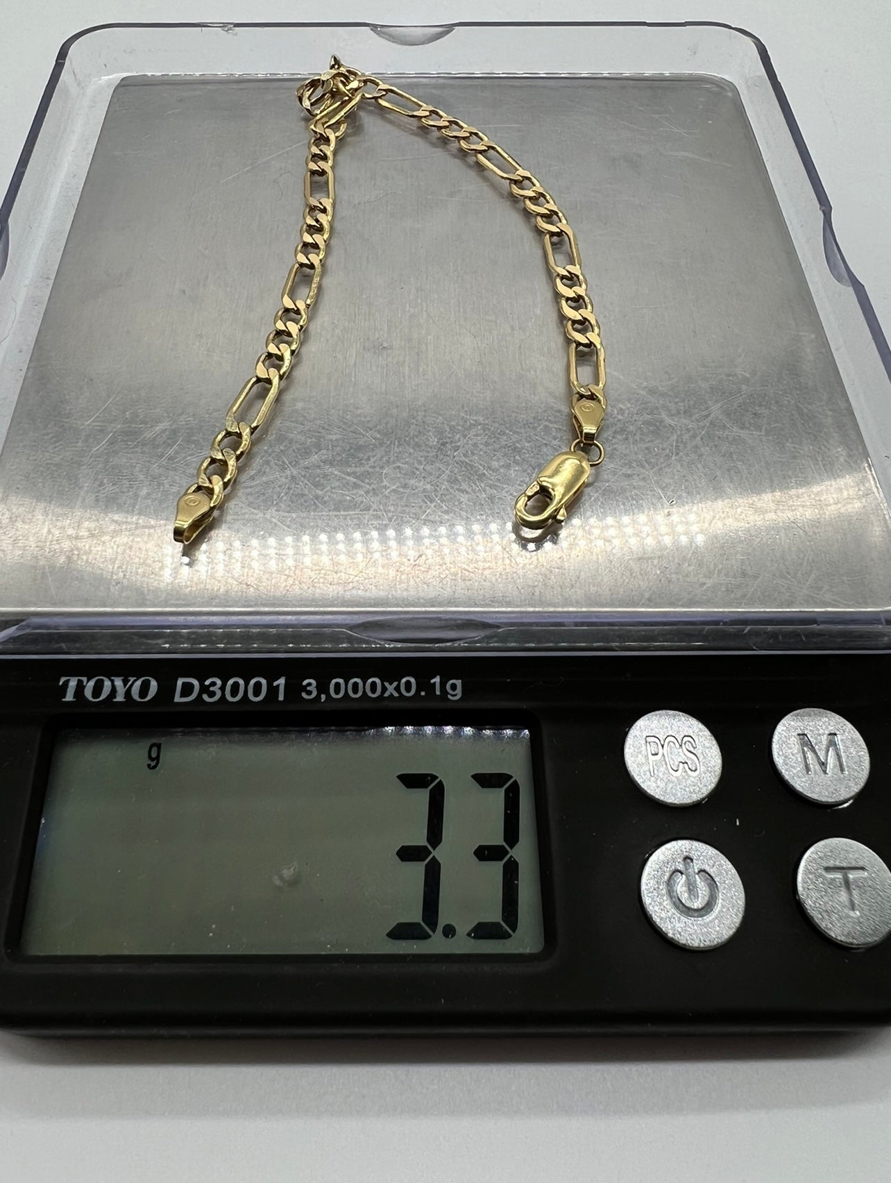 4mm Figaro Bracelet, 14k Real Gold