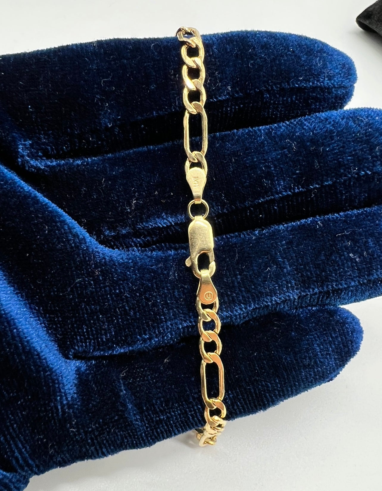 4mm Figaro Bracelet, 14k Real Gold