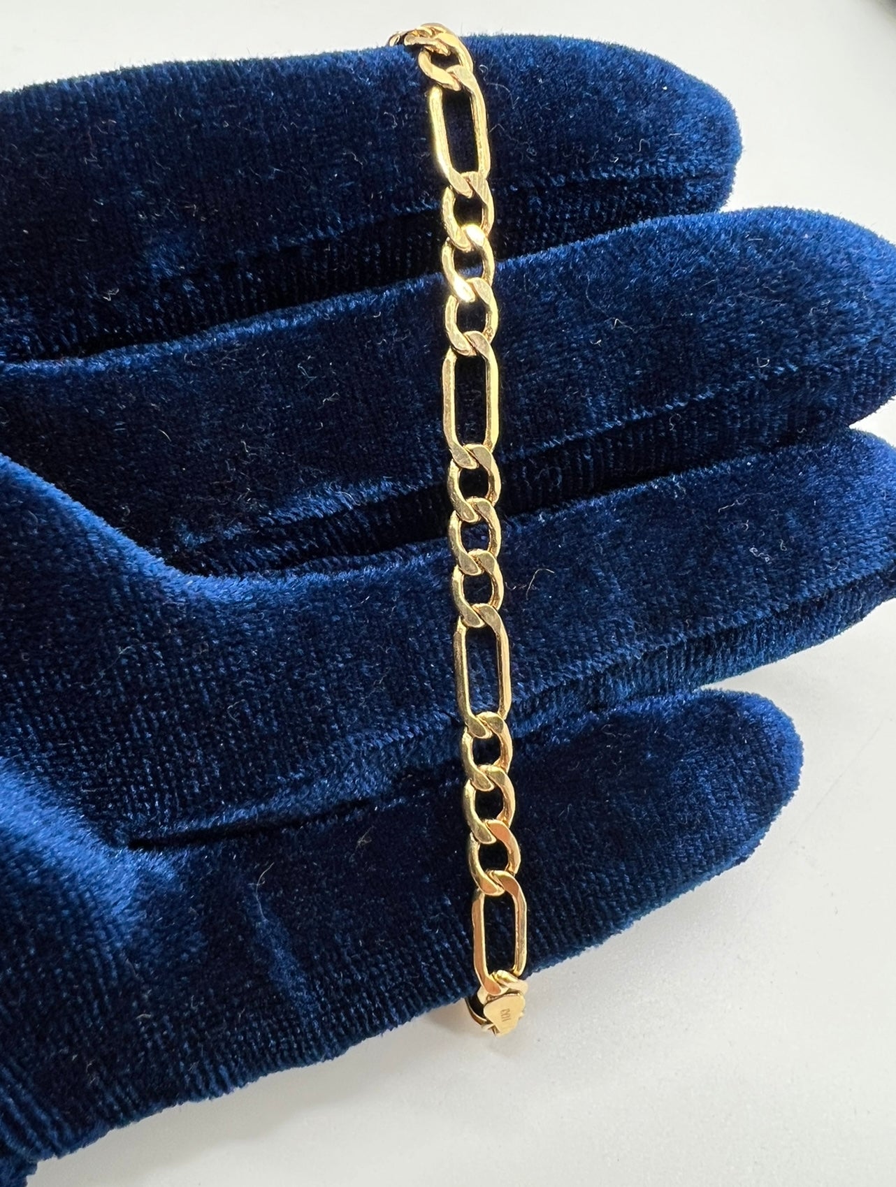 4mm Figaro Bracelet, 14k Real Gold