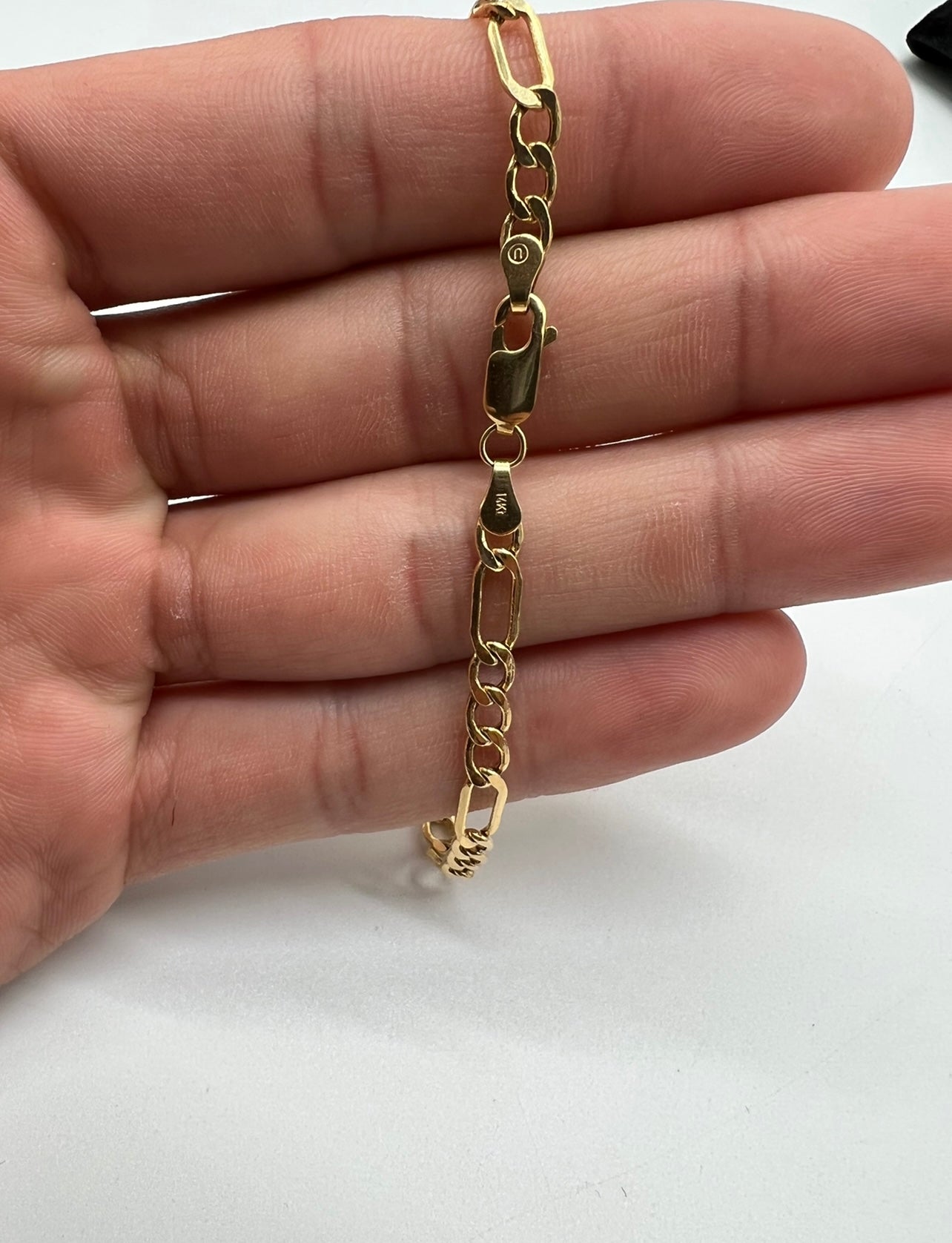 4mm Figaro Bracelet, 14k Real Gold
