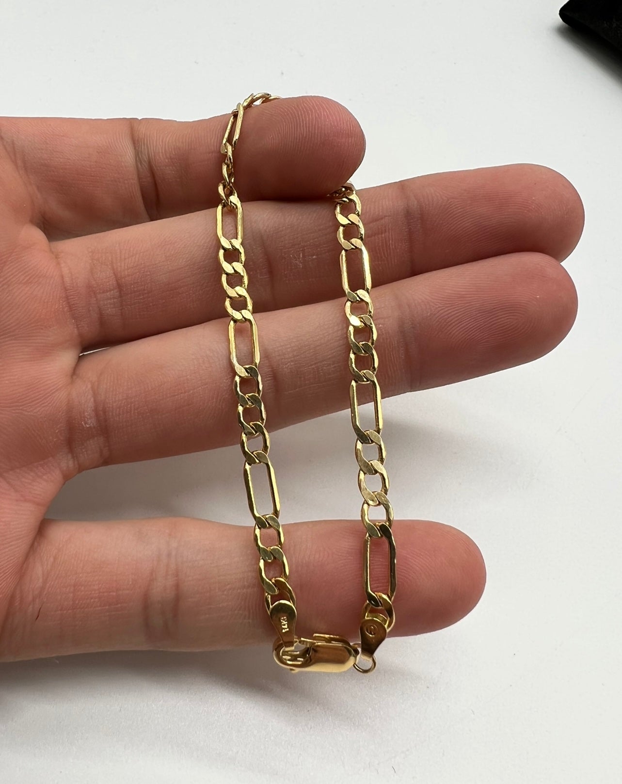 4mm Figaro Bracelet, 14k Real Gold