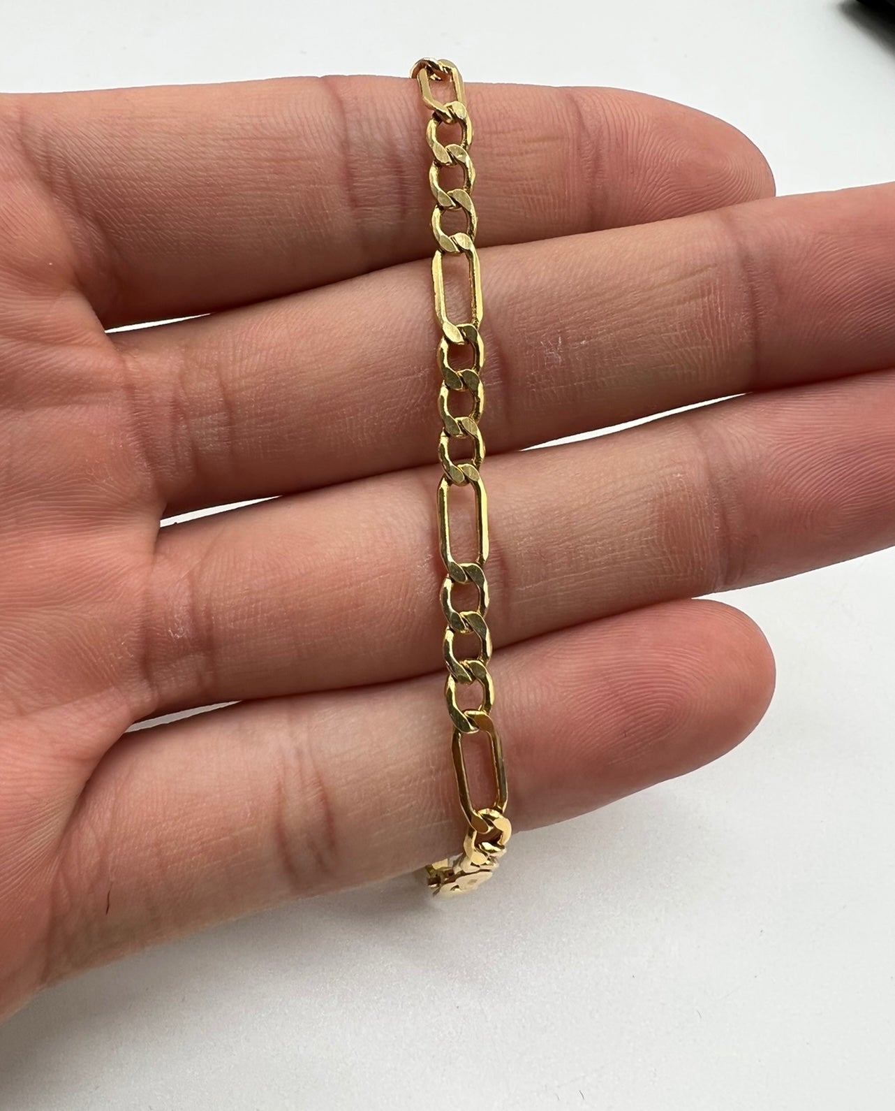4mm Figaro Bracelet, 14k Real Gold