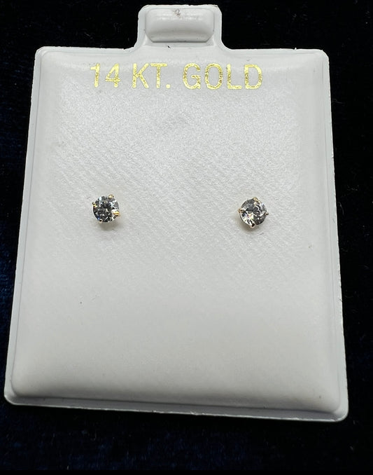 3mm 14k Real Gold Earring Studs