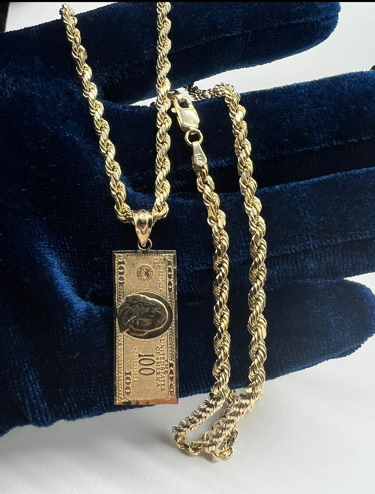 100 Dollars Benjamin Franklin, 14k Real Gold