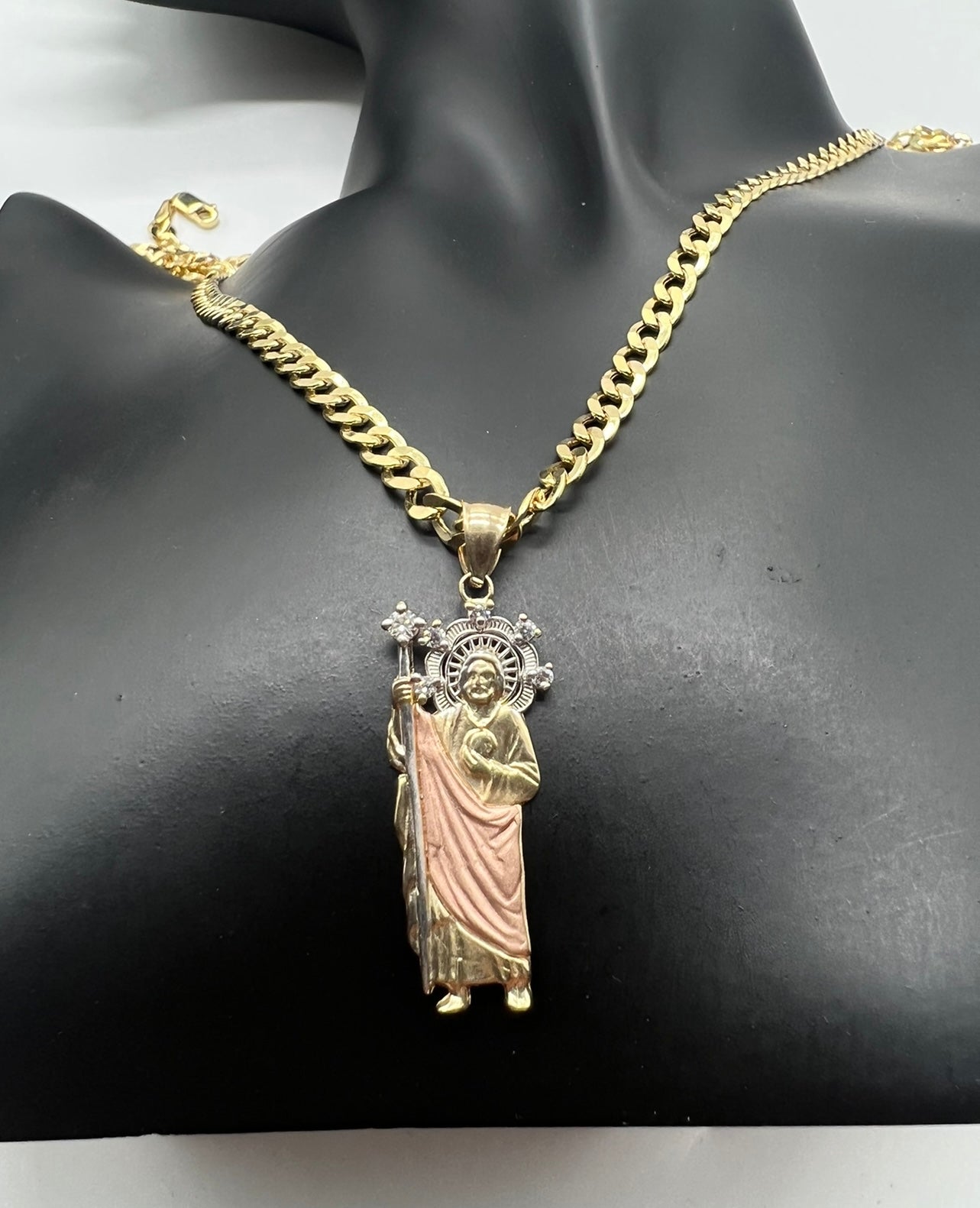 Two Tone San Judas, 14k Real Gold