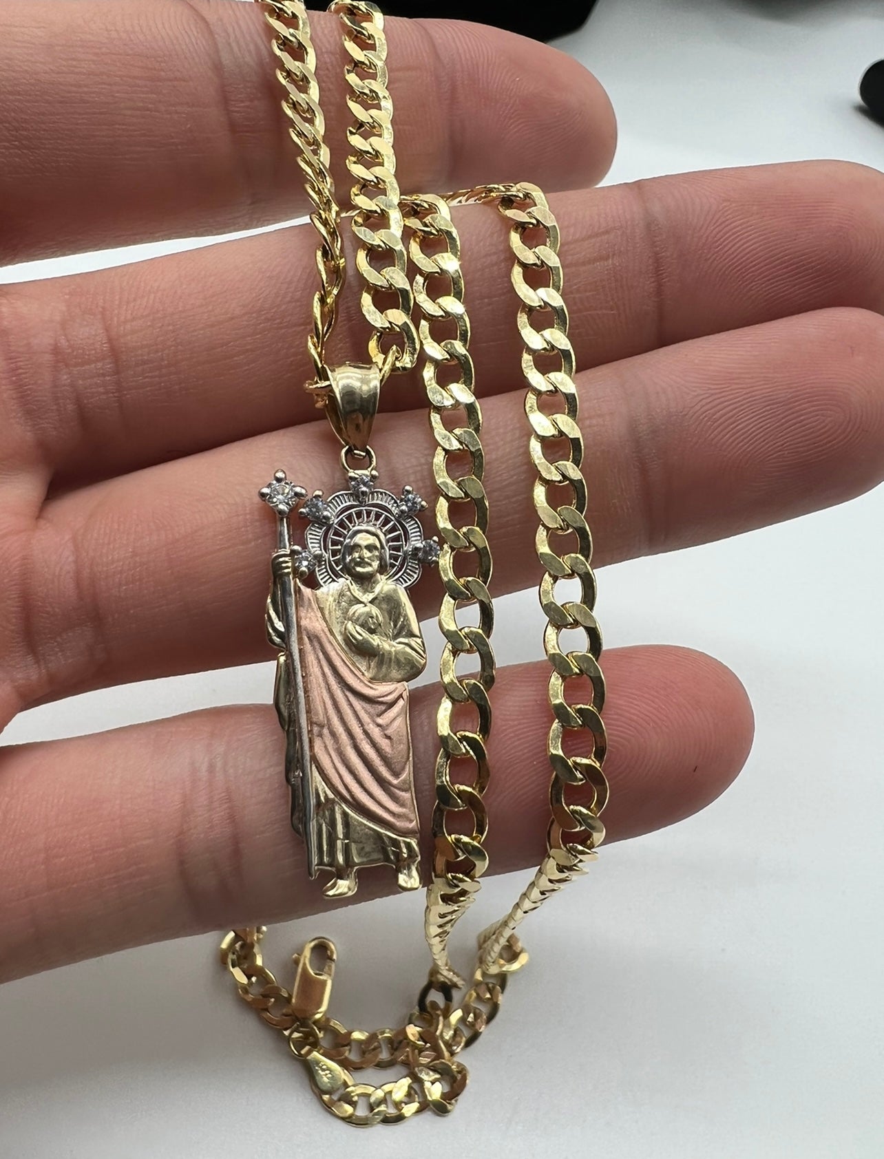 Two Tone San Judas, 14k Real Gold