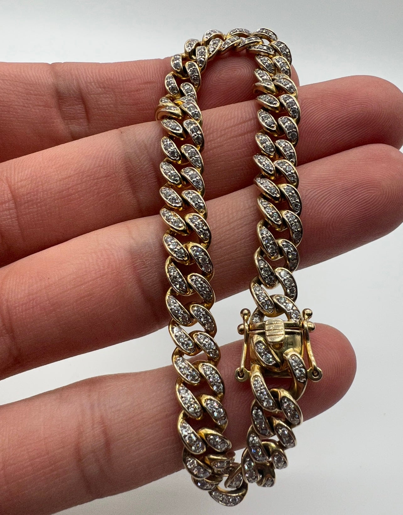 10k Yellow Gold Cuban natural Diamond Bracelet!!