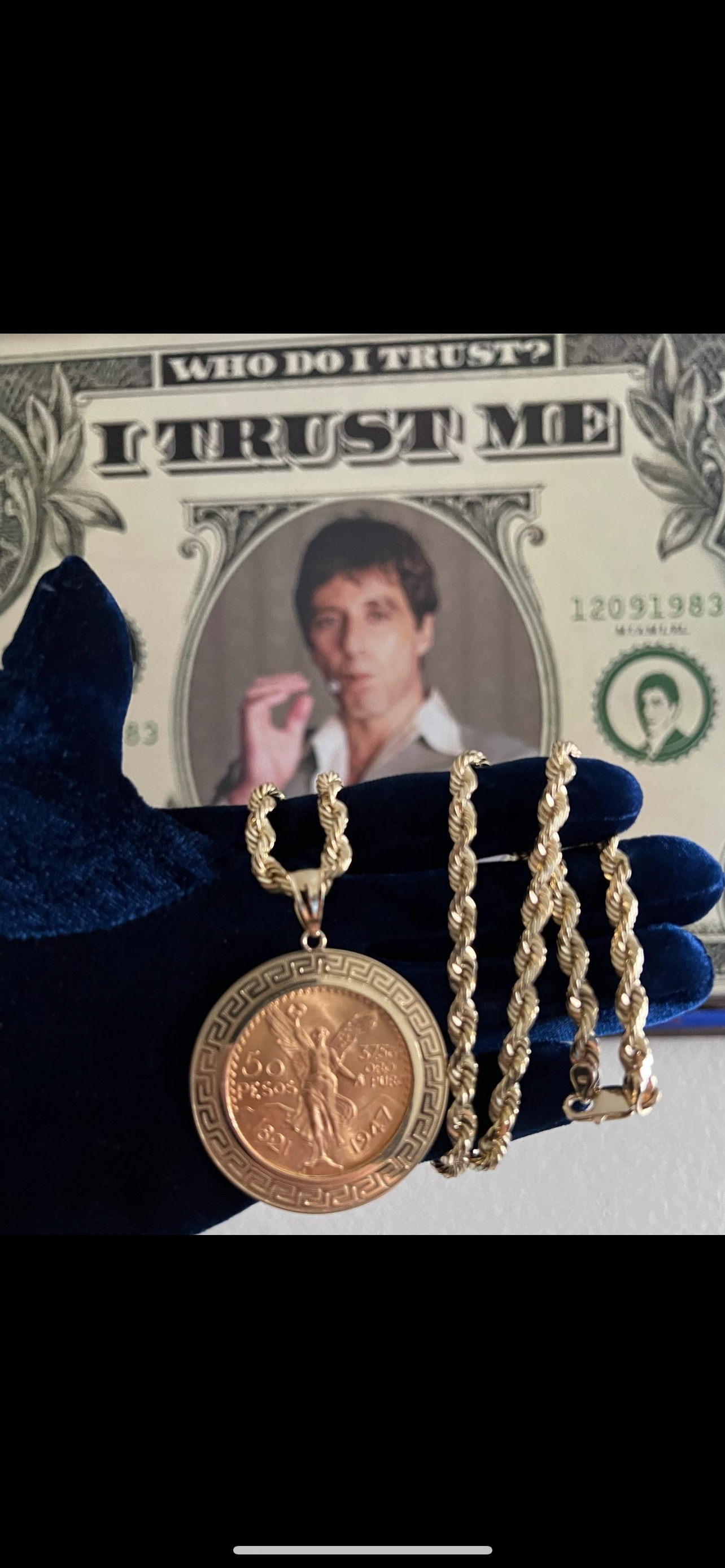 Centenario 22k Original Coin with Bezel Only! Not Including Chain!