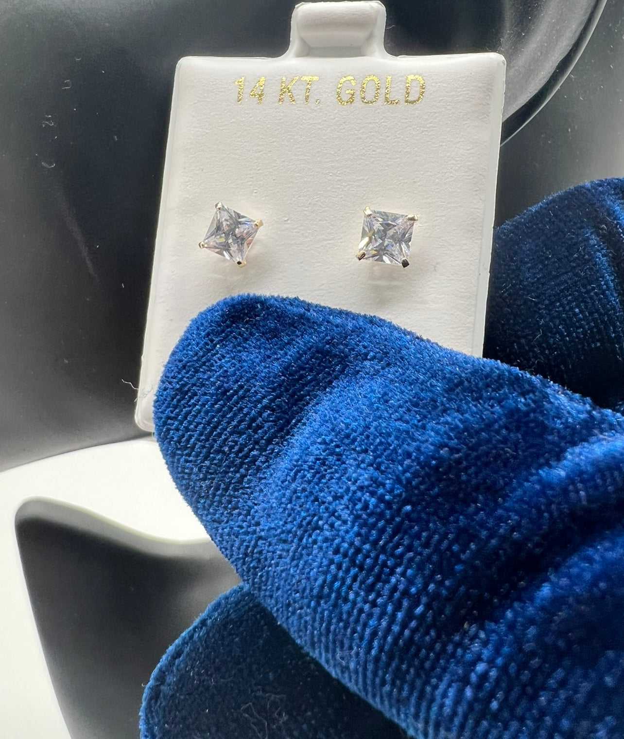 14k Real Gold 5mm Square Earrings