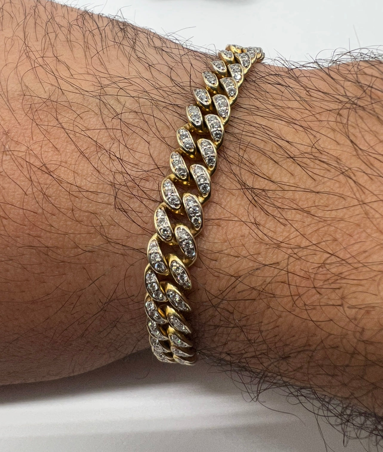 10k Yellow Gold Cuban natural Diamond Bracelet!!