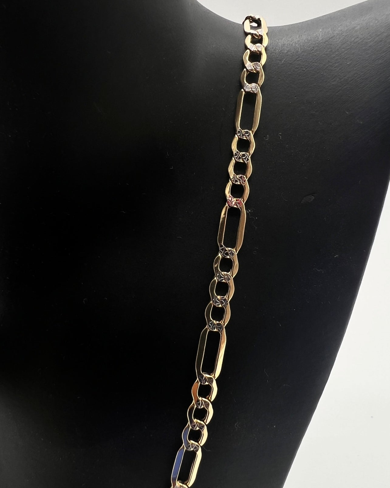4.5mm Figaro Diamond Cut 24inches 14k Real Gold