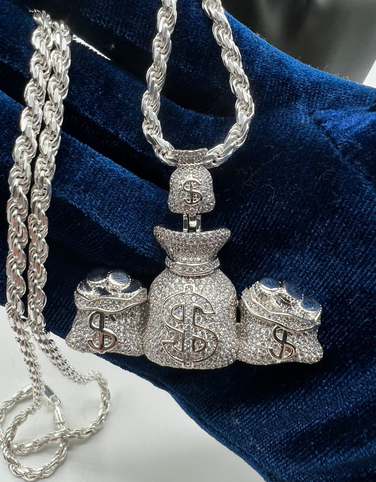 .925 Real Silver 3D Money Bag💰💰