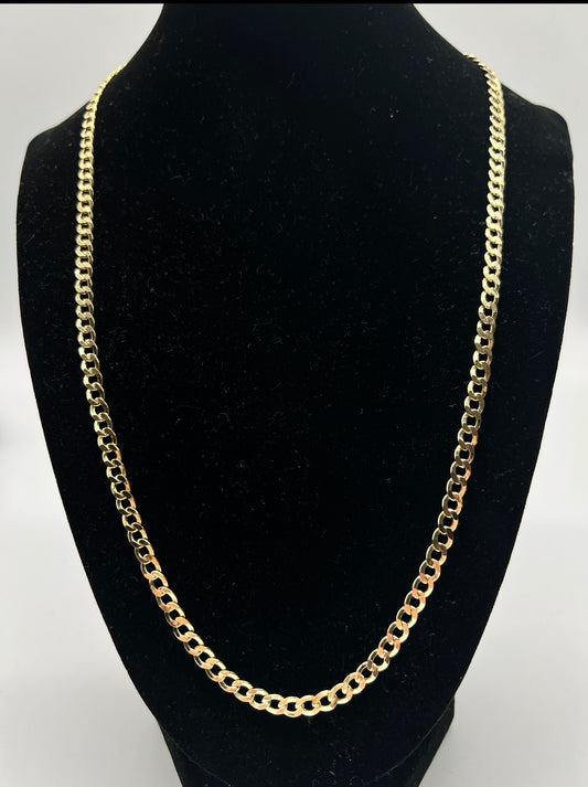 4.5mm 22inch Cuban Chain, 14k Real Gold