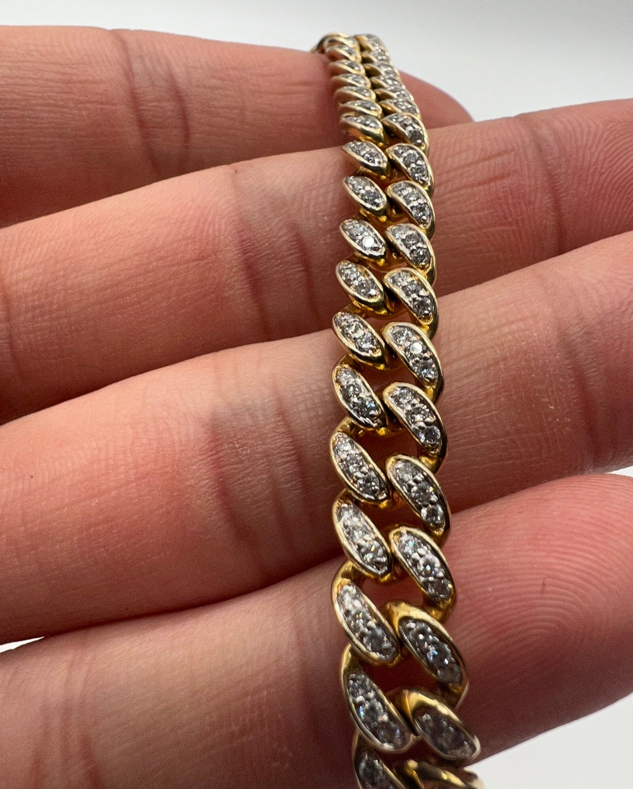 10k Yellow Gold Cuban natural Diamond Bracelet!!