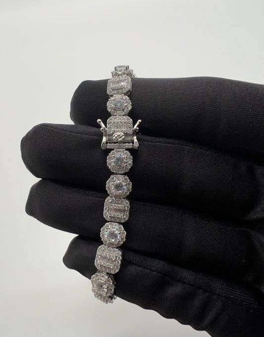 Baguette flower bracelet .925 Real Silver super Shine!😍