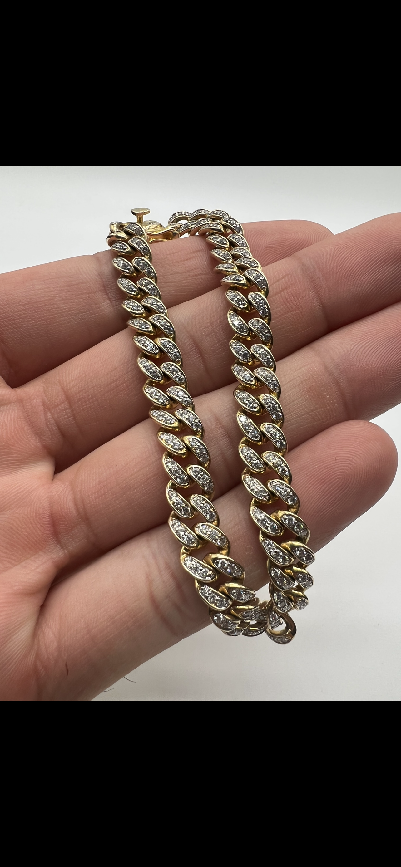 10k Yellow Gold Cuban natural Diamond Bracelet!!