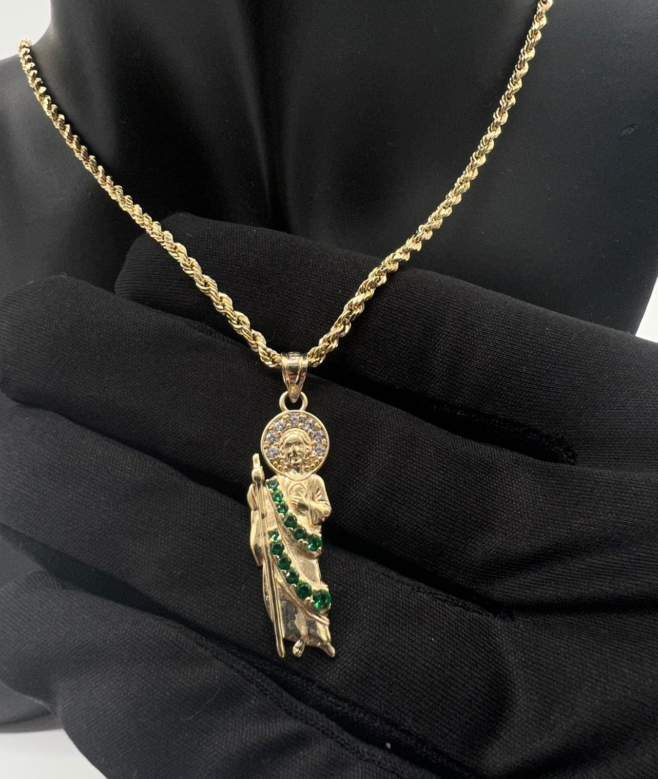 Mini SAN JUDAS 14k Real Gold Green robe