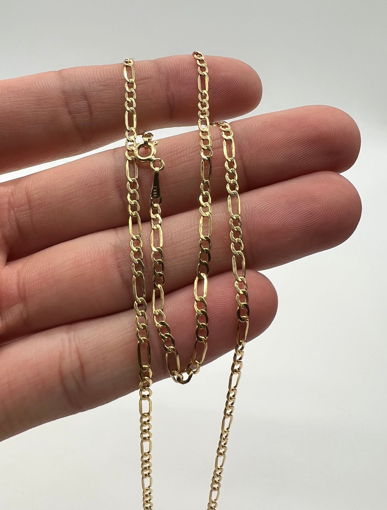 2.5mm 22inch Figaro Chain 14k Real Gold