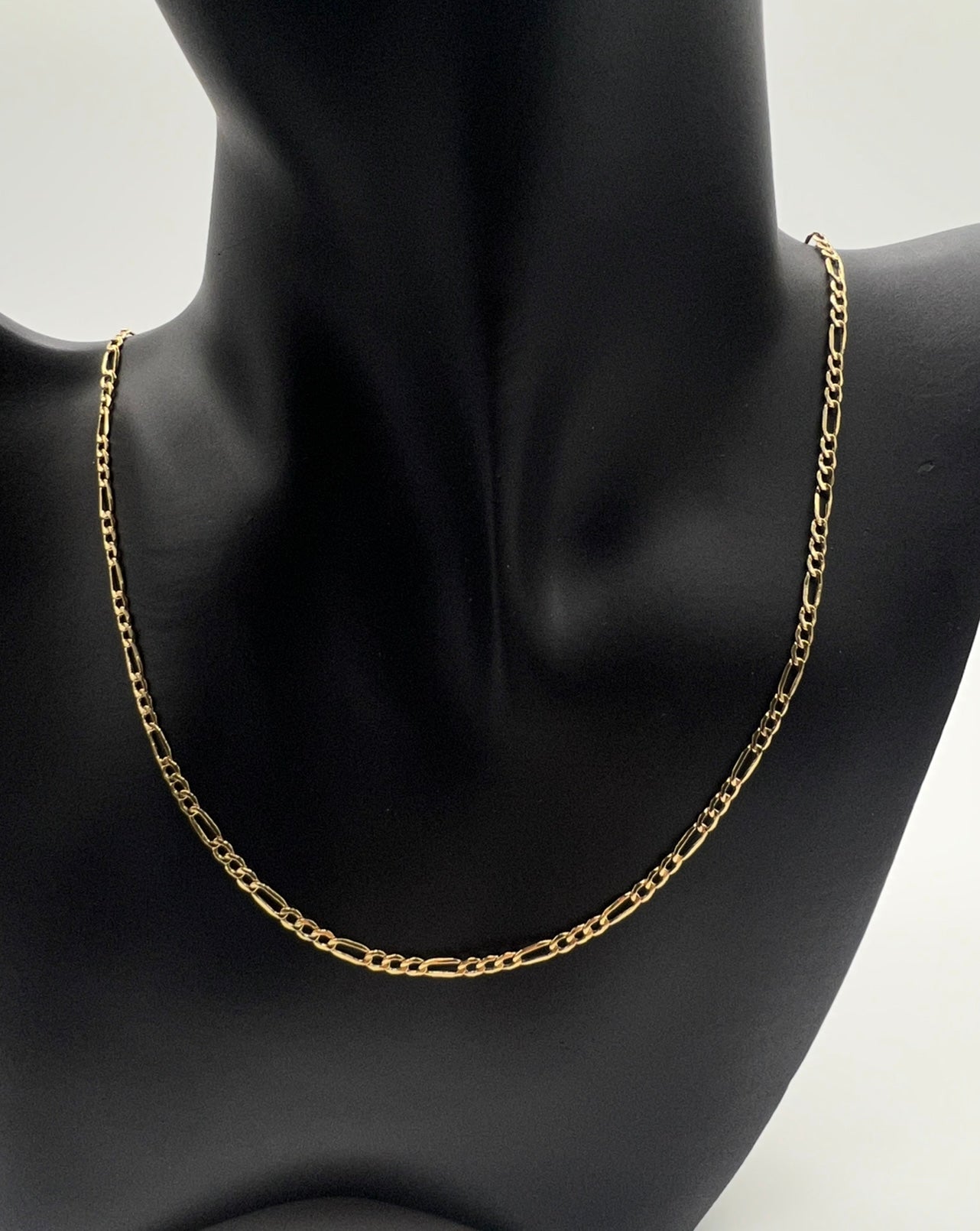 2.5mm 22inch Figaro Chain 14k Real Gold