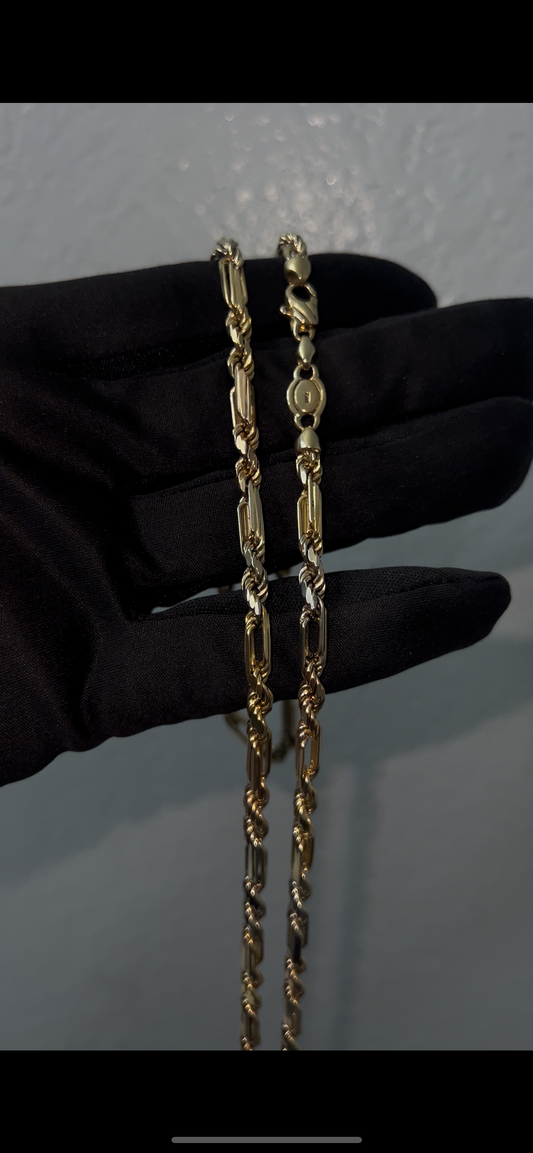 14k tri color Milano chain 5mm