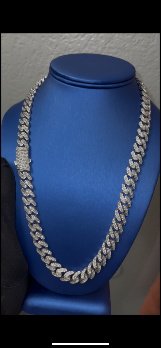 Real silver cuban link 20inch 8mm