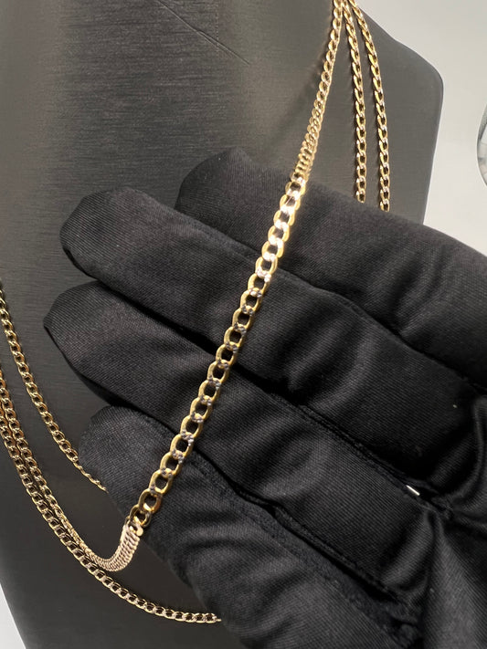 3.5mm 14k diamond cut cuban chain real gold