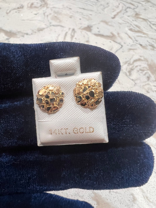 14k real gold medium nugget earrings