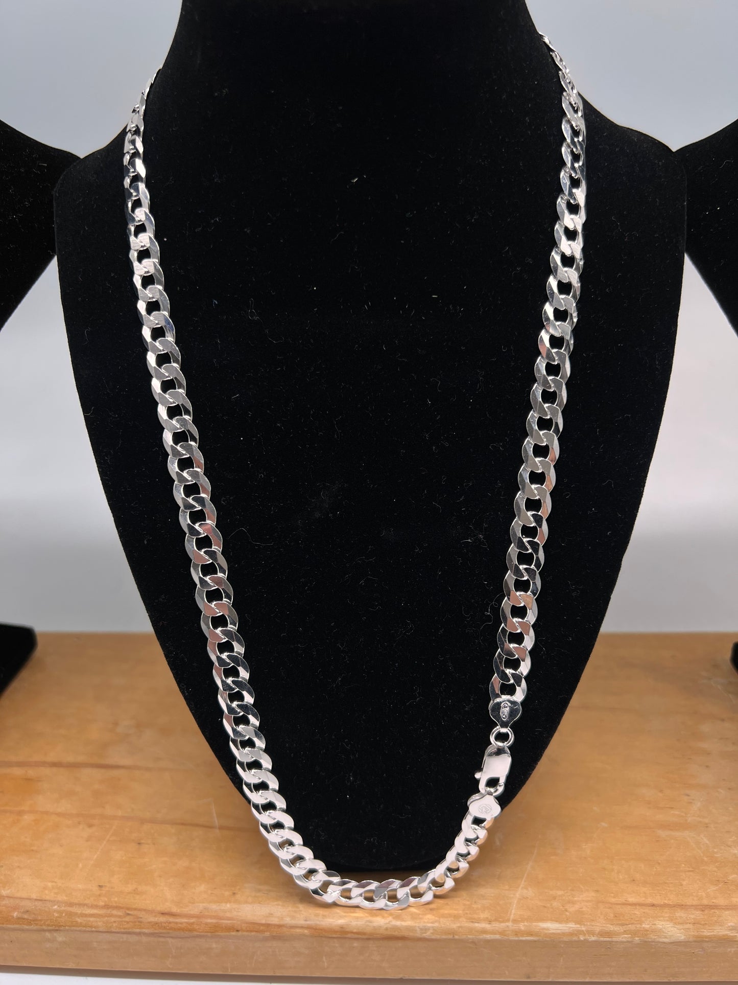 7mm cuban chain real silver