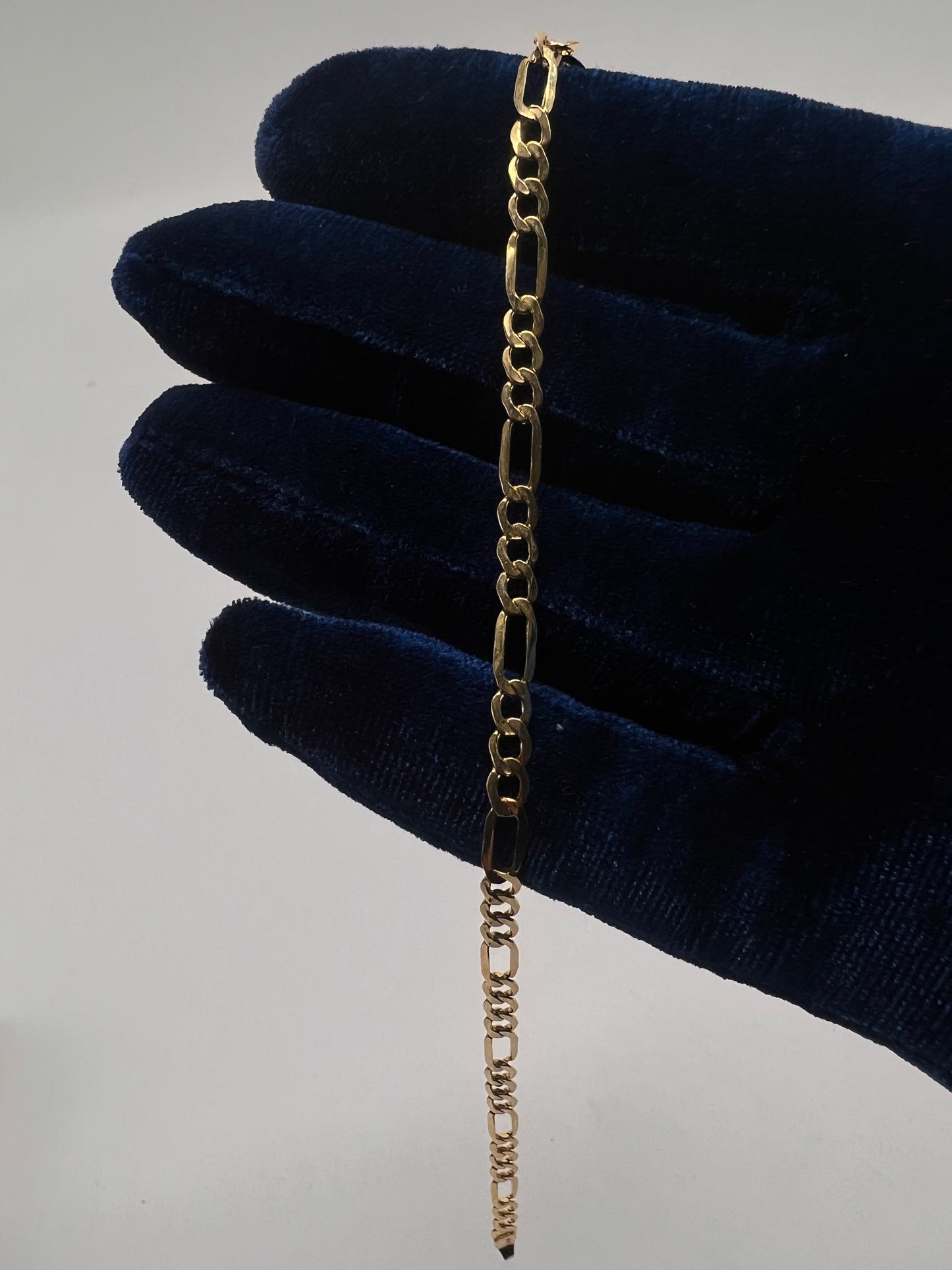 3.5mm 14k real gold light figaro bracelet