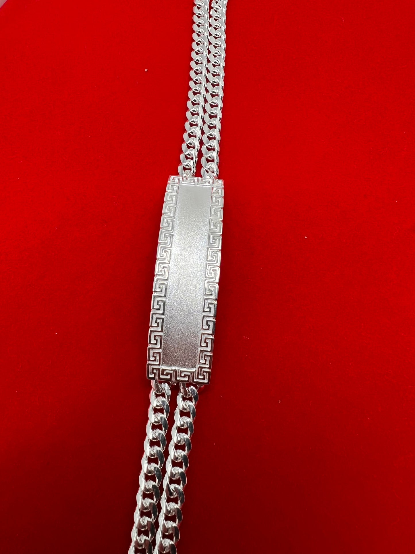 Double Row Greek Id style real silver Bracelet