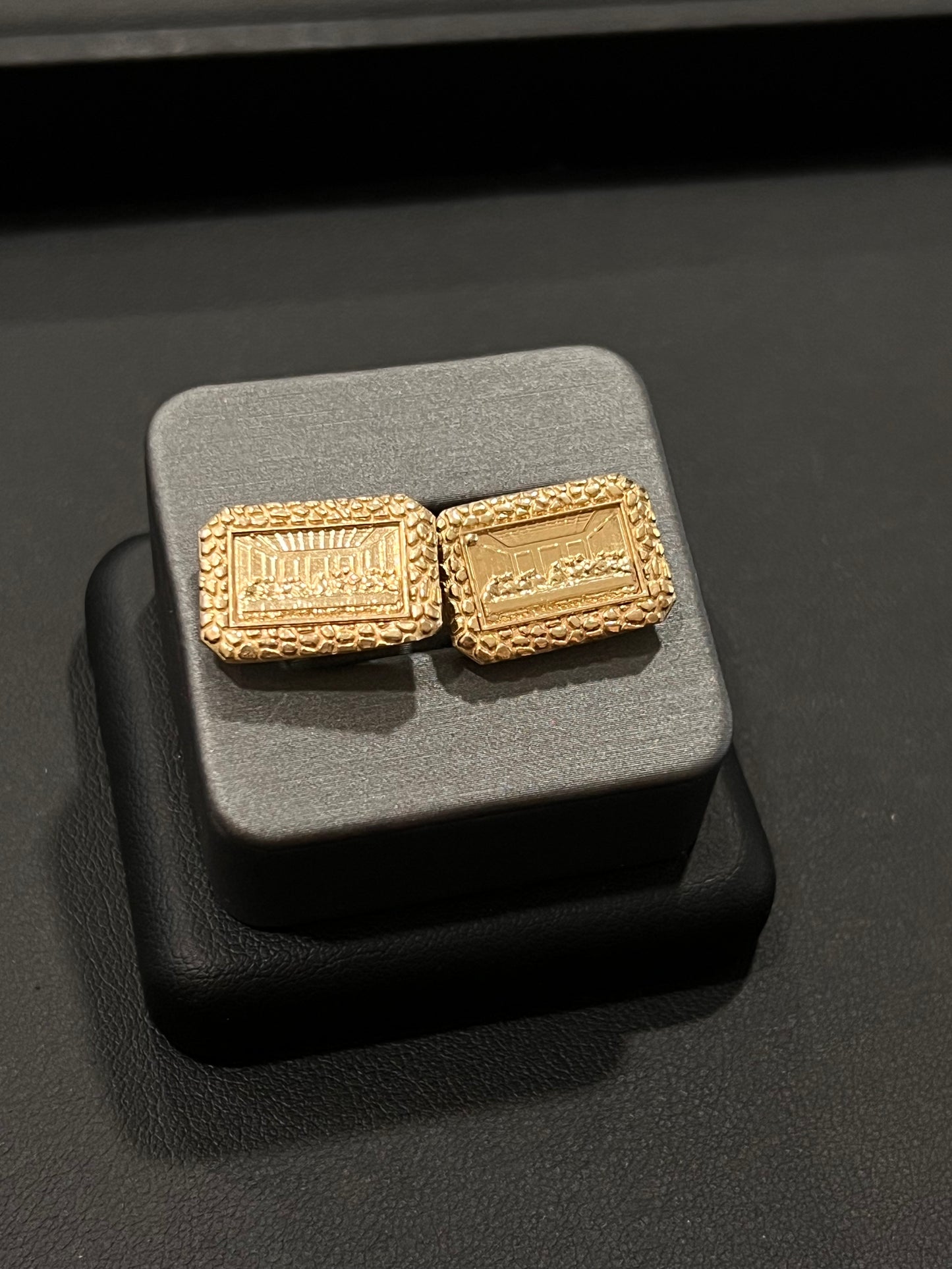 10k real gold chunky last supper nugget earrings