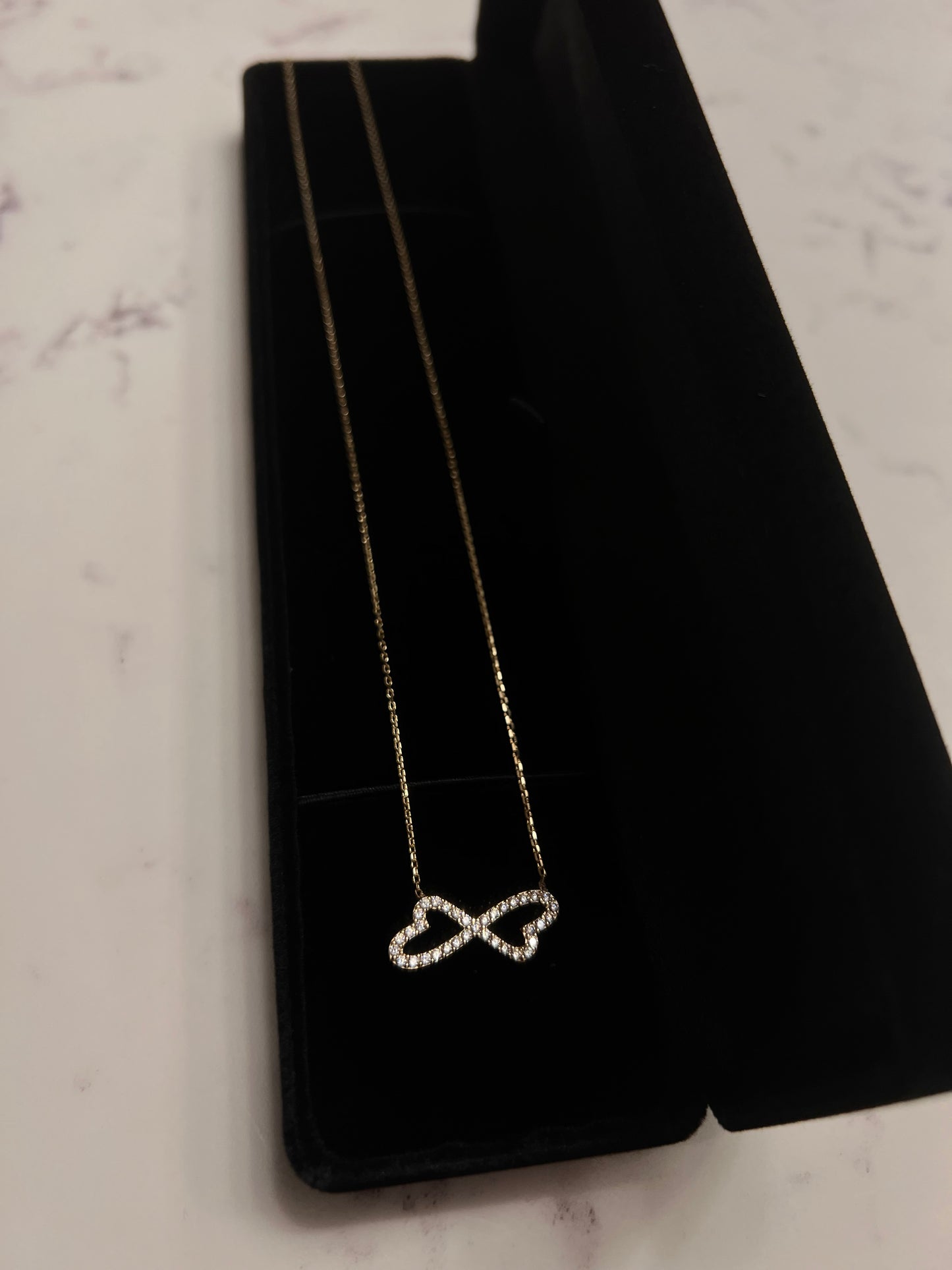 14k real gold infinity heart necklace