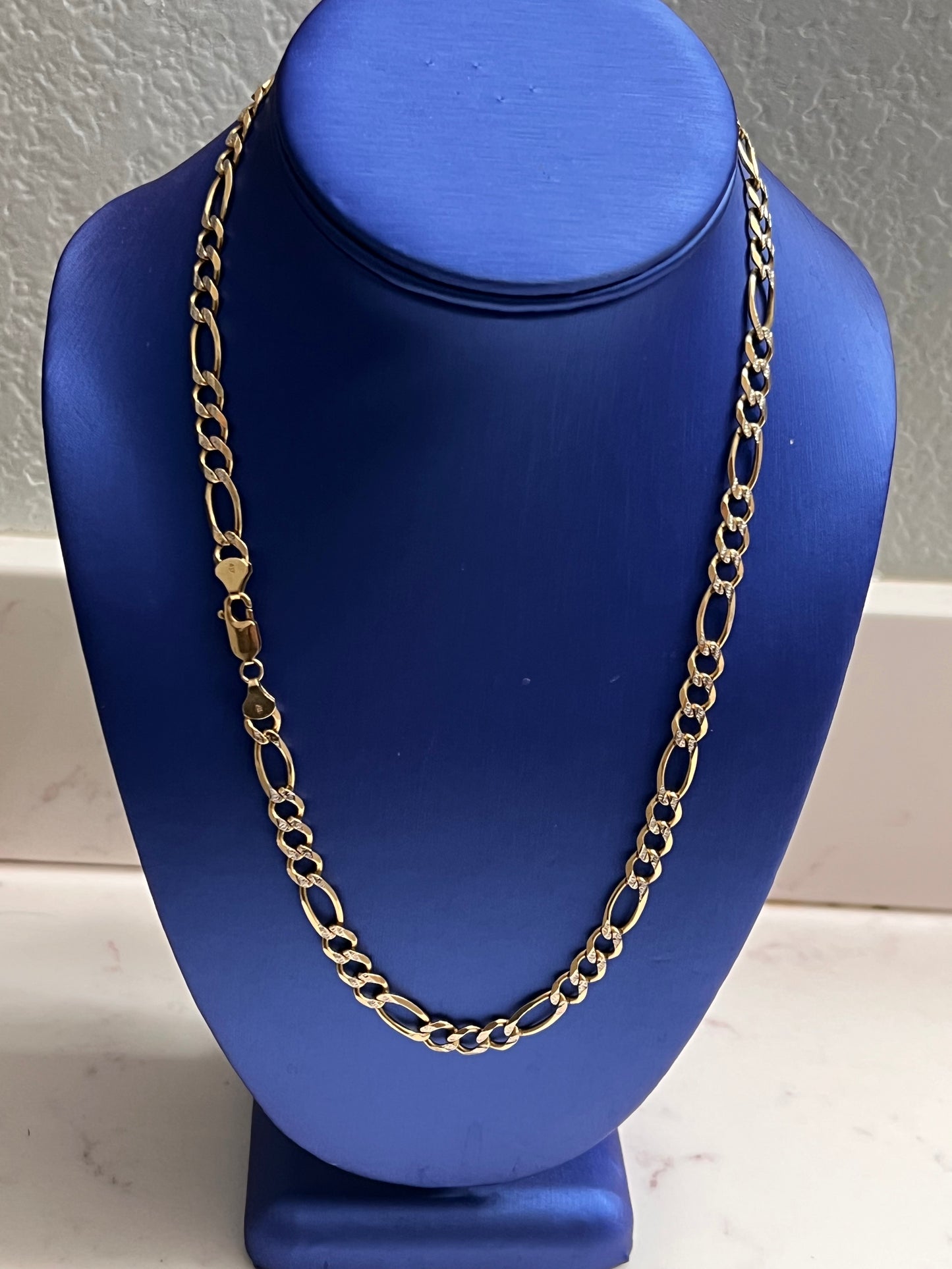 10k real gold figaro chain solid 19inch