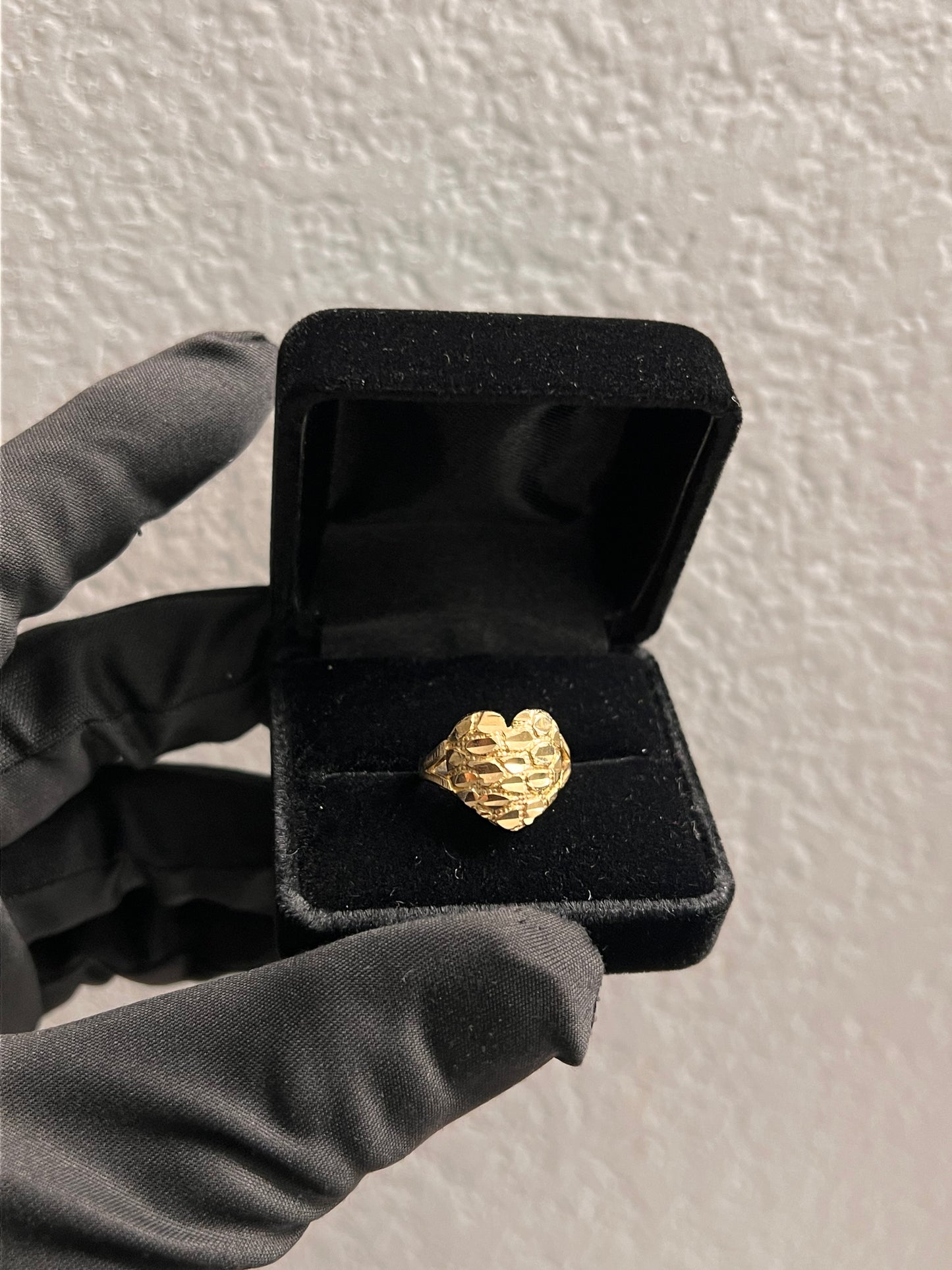 Large heart nugget ring 14k gold