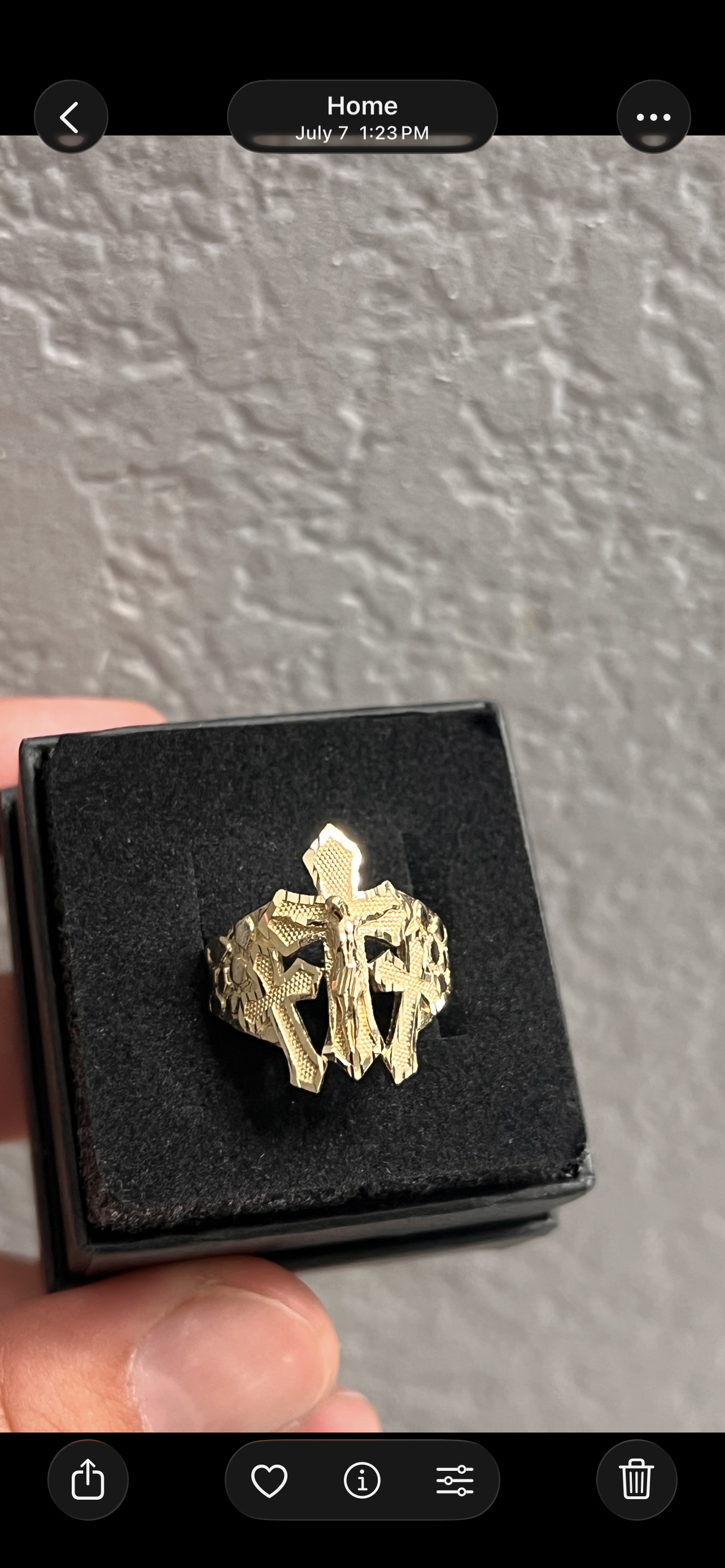 10k real gold triple cross ring