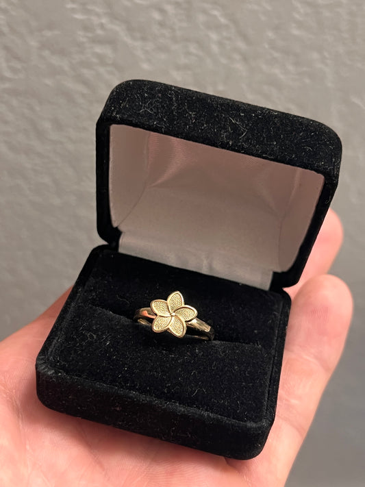 Hibiscus Flower Ring 14k real gold