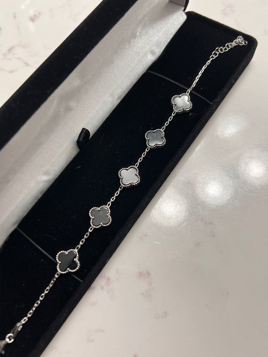 Clover bracelet black edition real silver