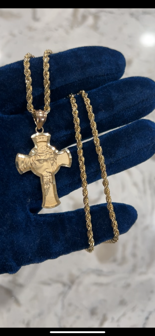 14k real gold high quality cross set