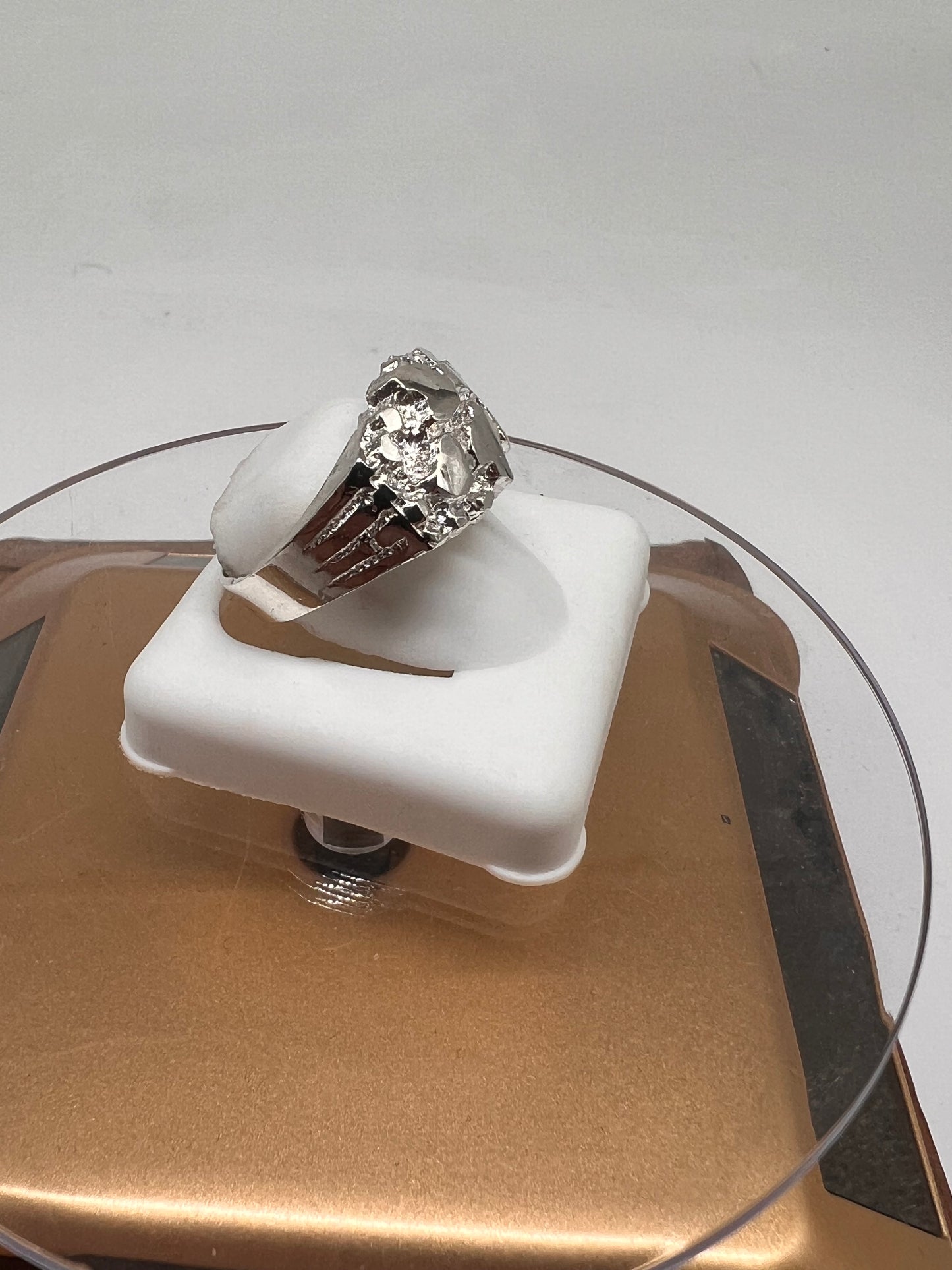 Real silver nugget ring