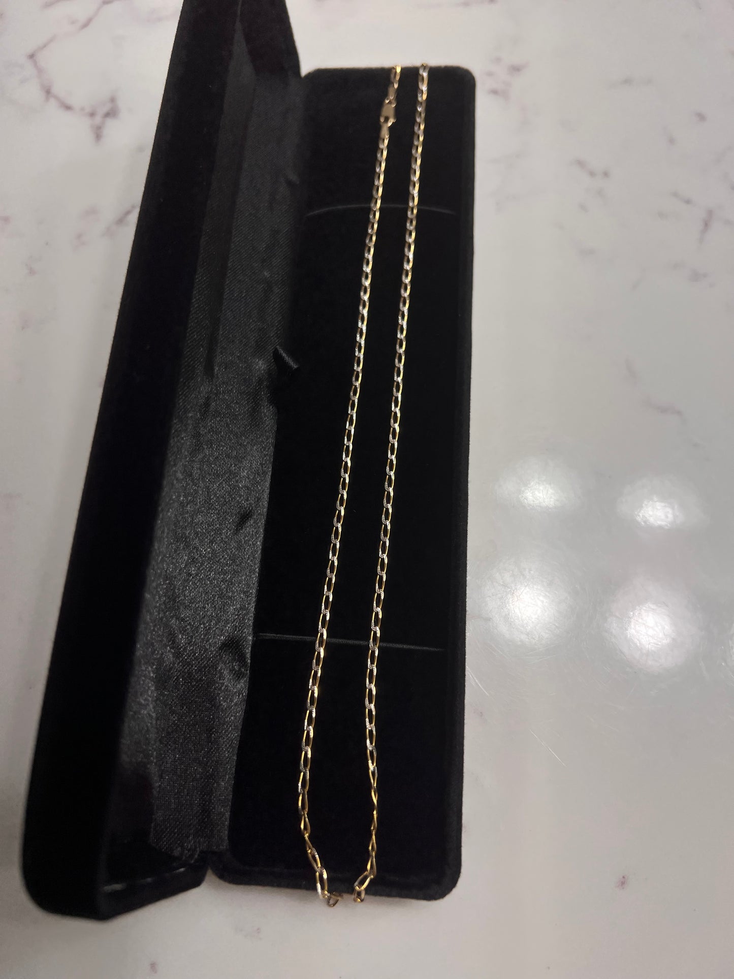 14k real gold solid unique link chain