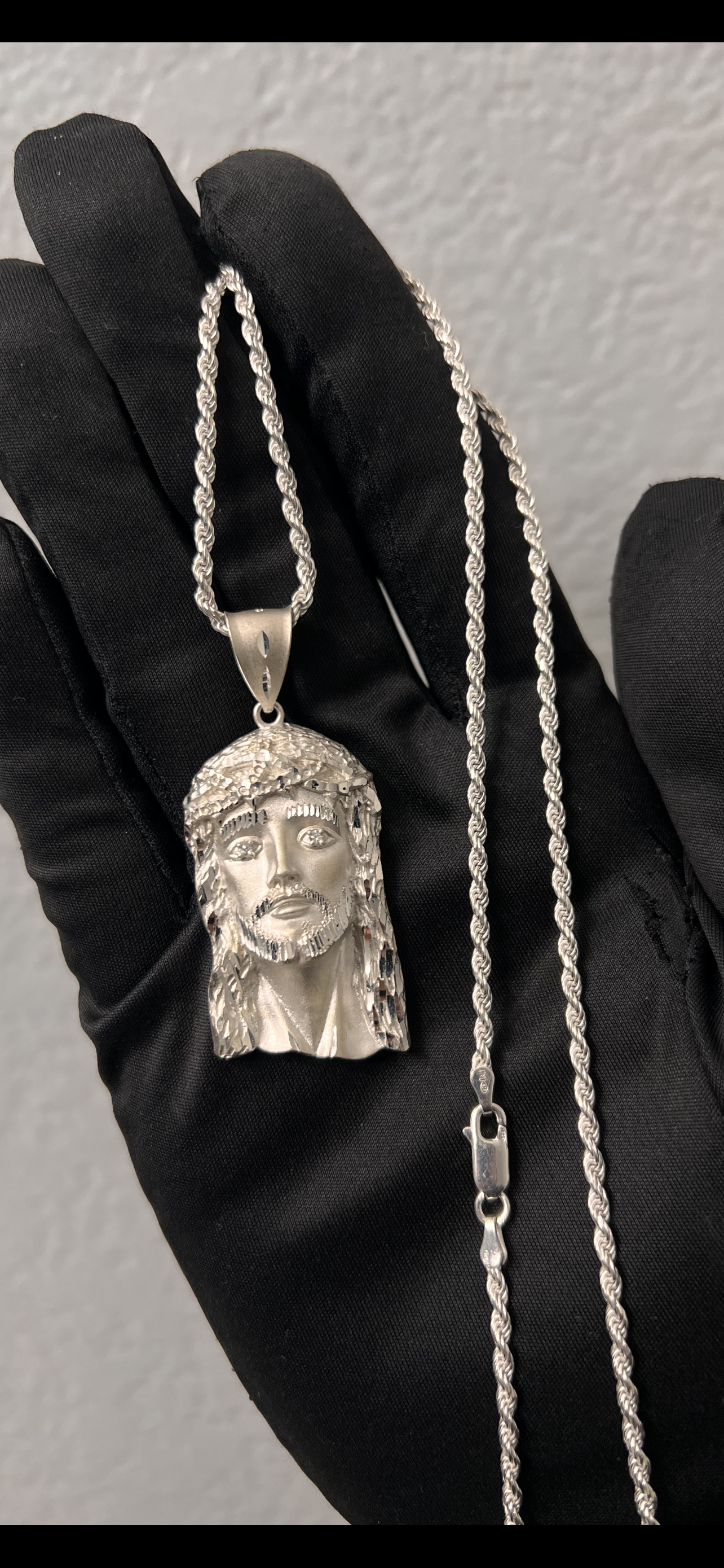 Real silver Jesus chainset