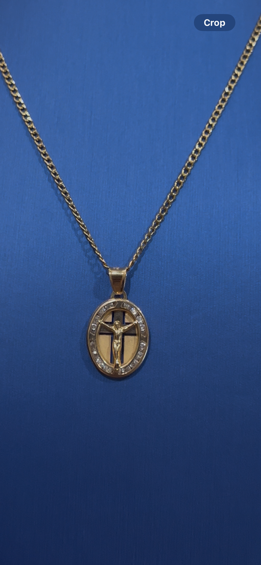 14k real gold Jesus chainset small