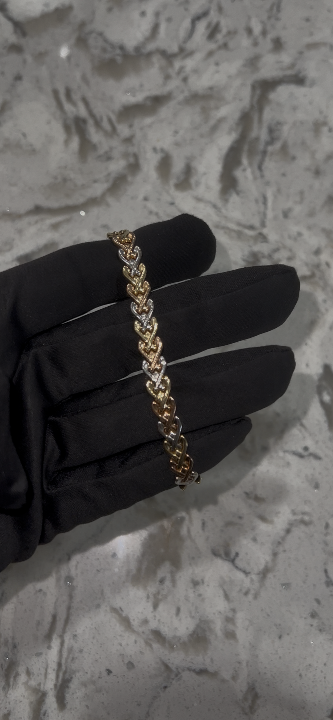 14k real gold tri color bracelet