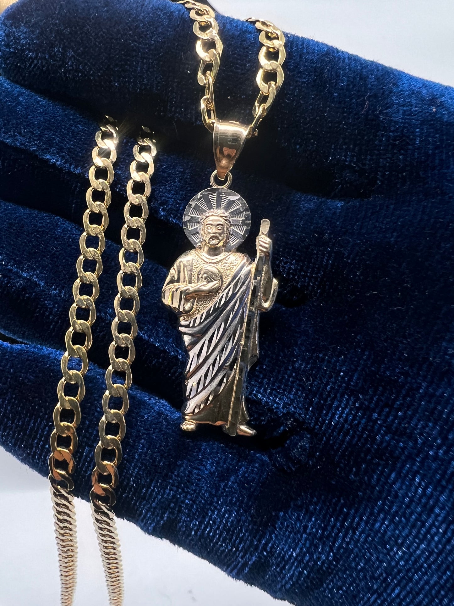 14k real gold San Judas two tone