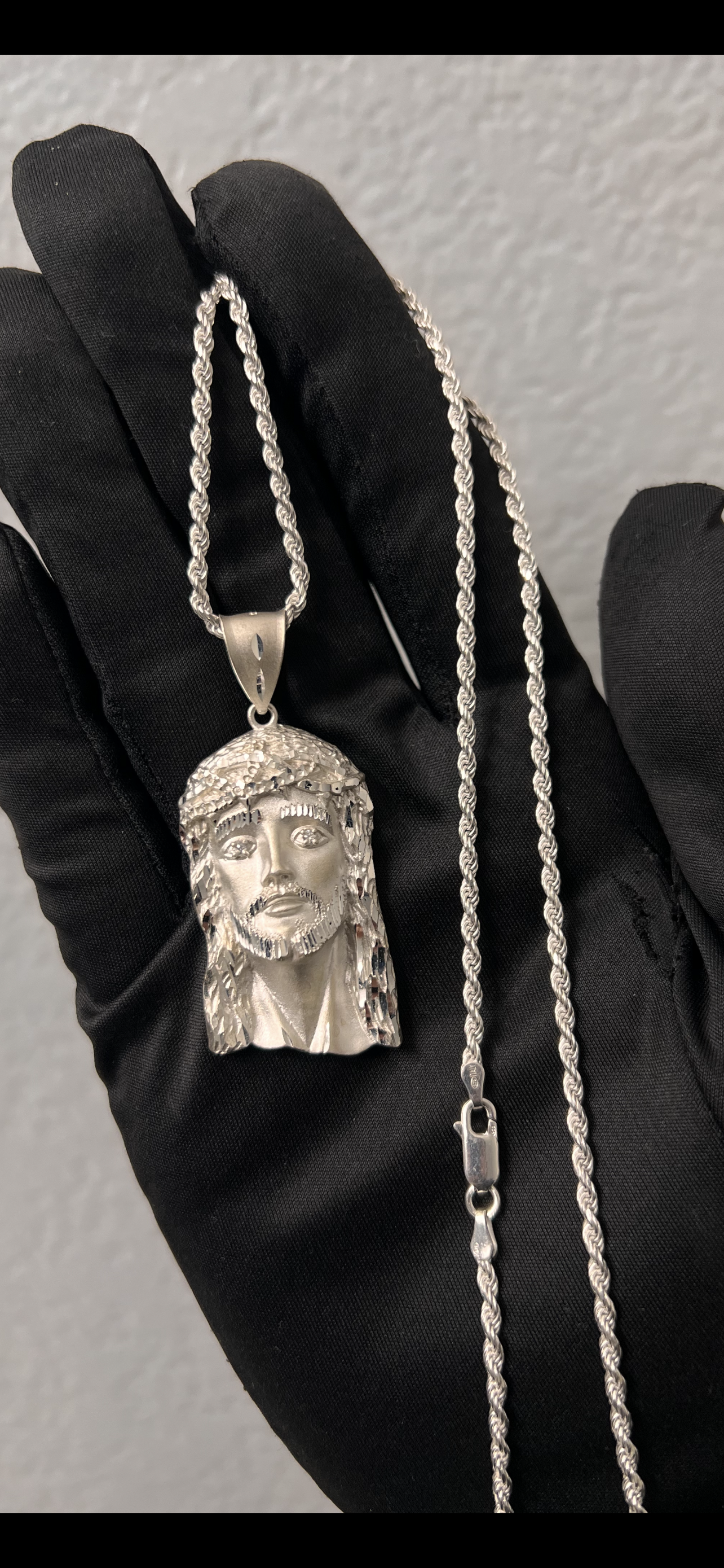 Real silver Jesus chainset