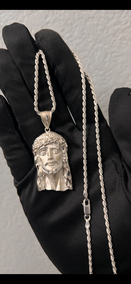 Real silver Jesus chainset