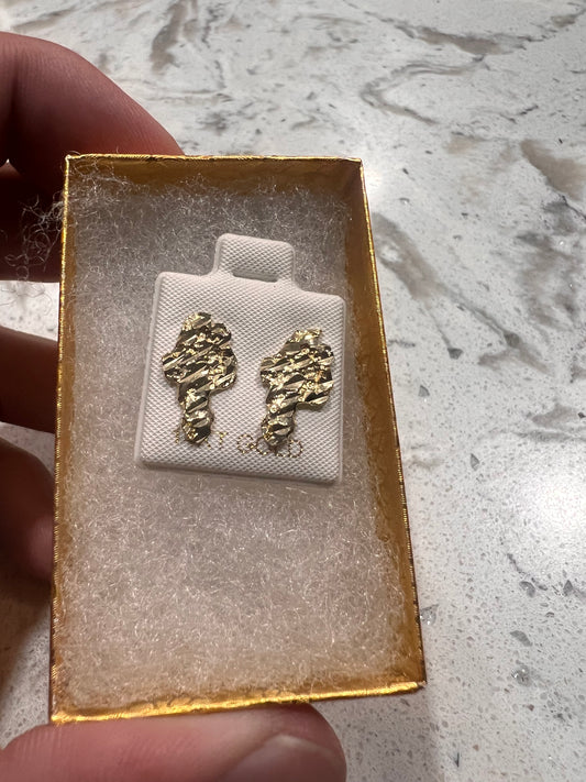 14k real gold nugget earrings