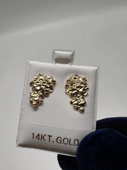 Nugget earrings 14k real gold