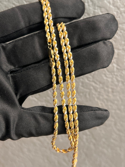 14k solid Diamond cut 3mm rope chain